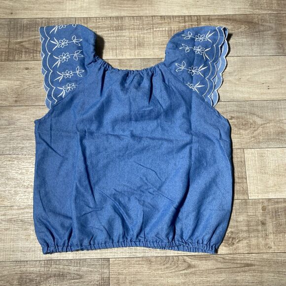 Btween Girls Loose Cropped Boho Sleeve Embroidered Shirt Size 12 - Picture 5 of 8